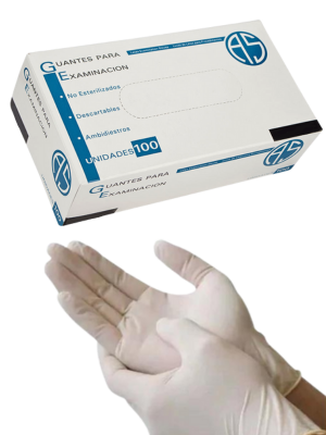 Guantes Látex Descartables AS Caja x 100 Unidades