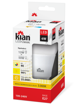 Lámpara Led Clásica Kian 6W E27 Luz Cálida - Imagen 2