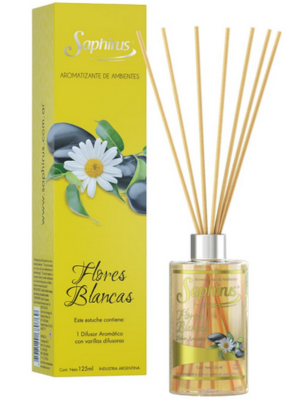 difusor varillas flores blancas saphirus